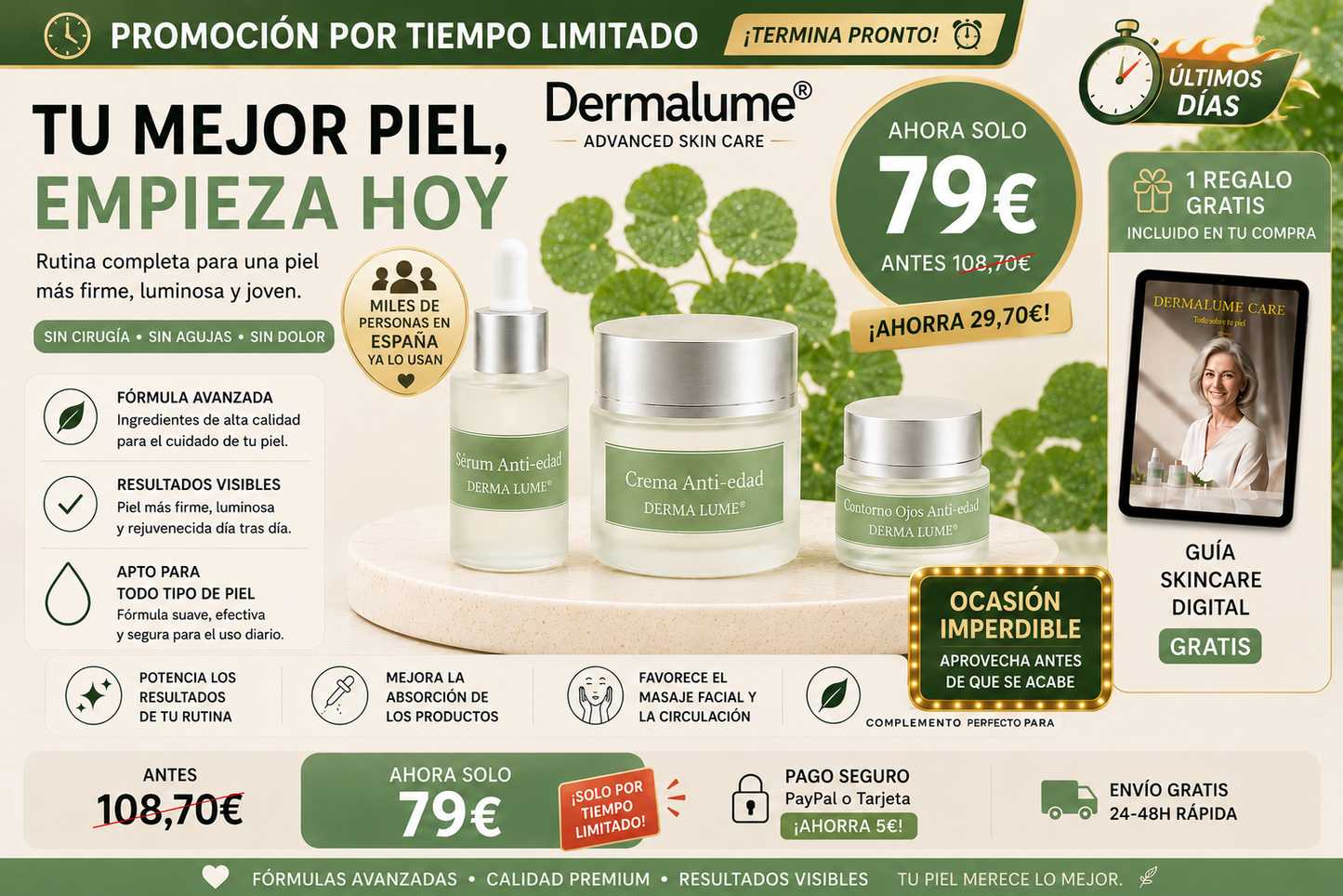 Tratamiento facial completo Dermalume|Efecto lifting inmediato sin cirugía