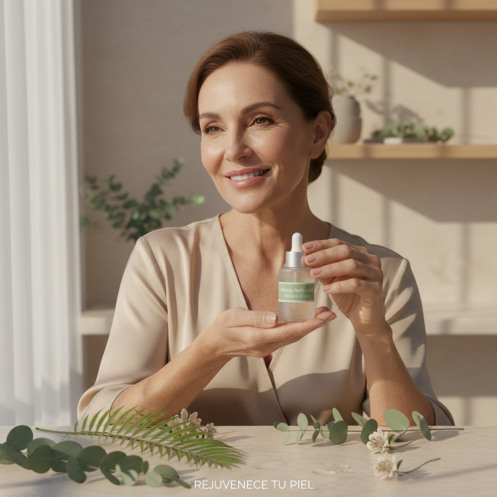 Donna 59 anni con flacone DermaLume
