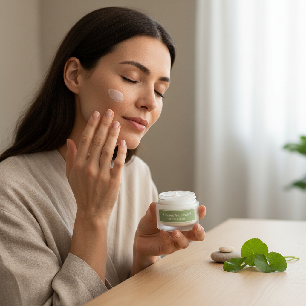 Donna con Crema Anti-Edad DermaLume